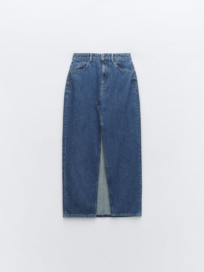 Calça jeans lisa de perna larga